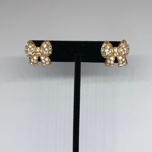 Gold tone and stone bow Swarovski earrings